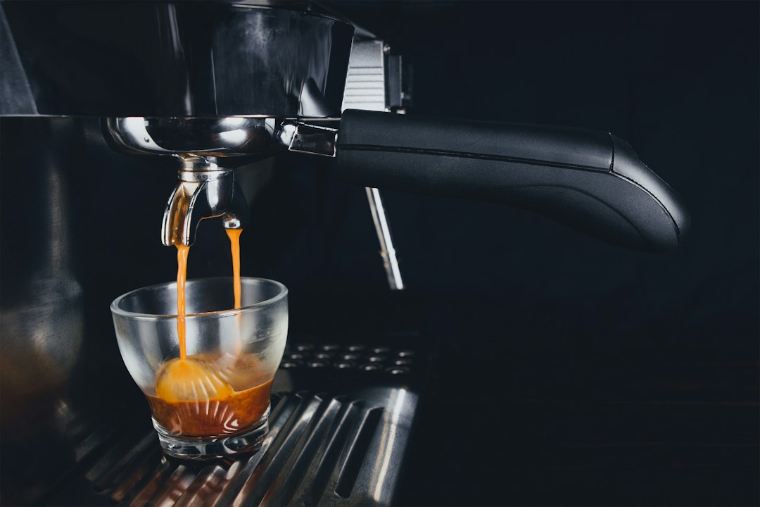 Espresso flowing from an espresso machine
