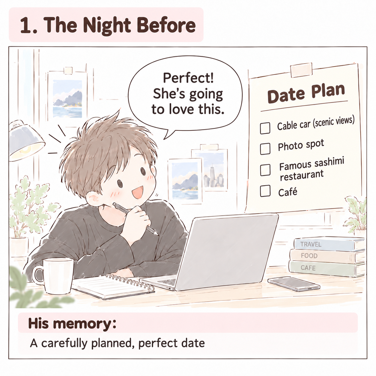 Everyday illustration showing different personality preferences 1