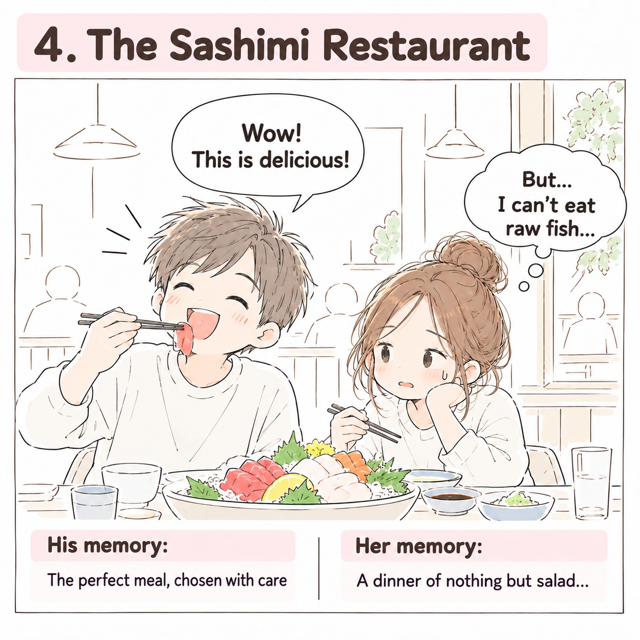 Everyday illustration showing different personality preferences 4
