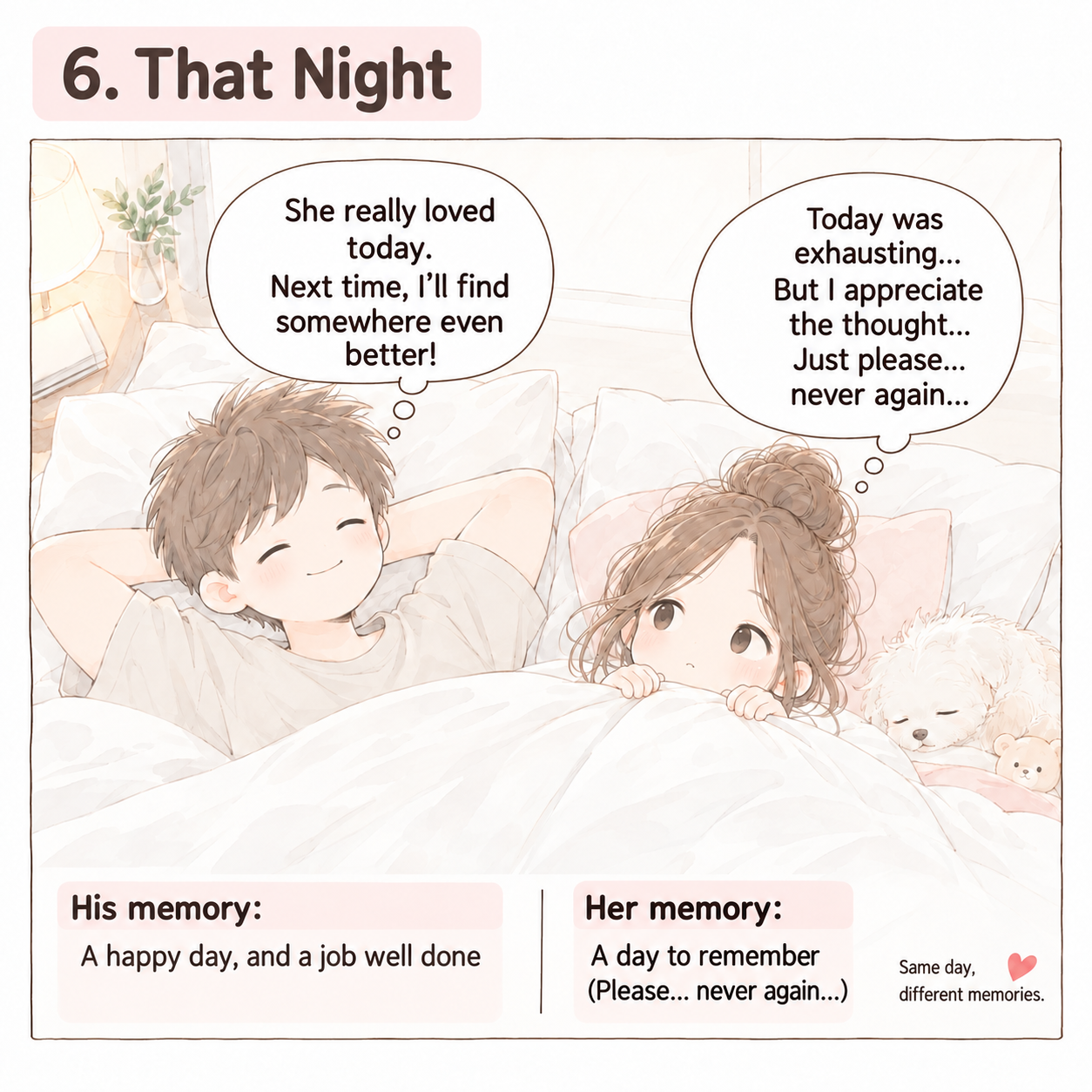 Everyday illustration showing different personality preferences 6