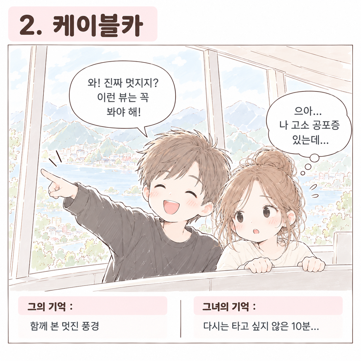 서로 다른 성향을 보여주는 일상 삽화 2